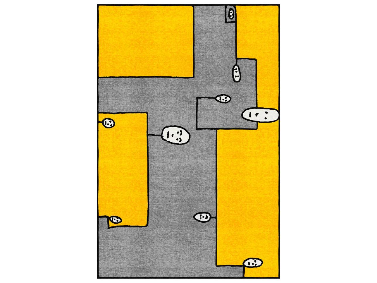 Qeeboo Genetic Tales Dog Yellow Graphic Area Rug