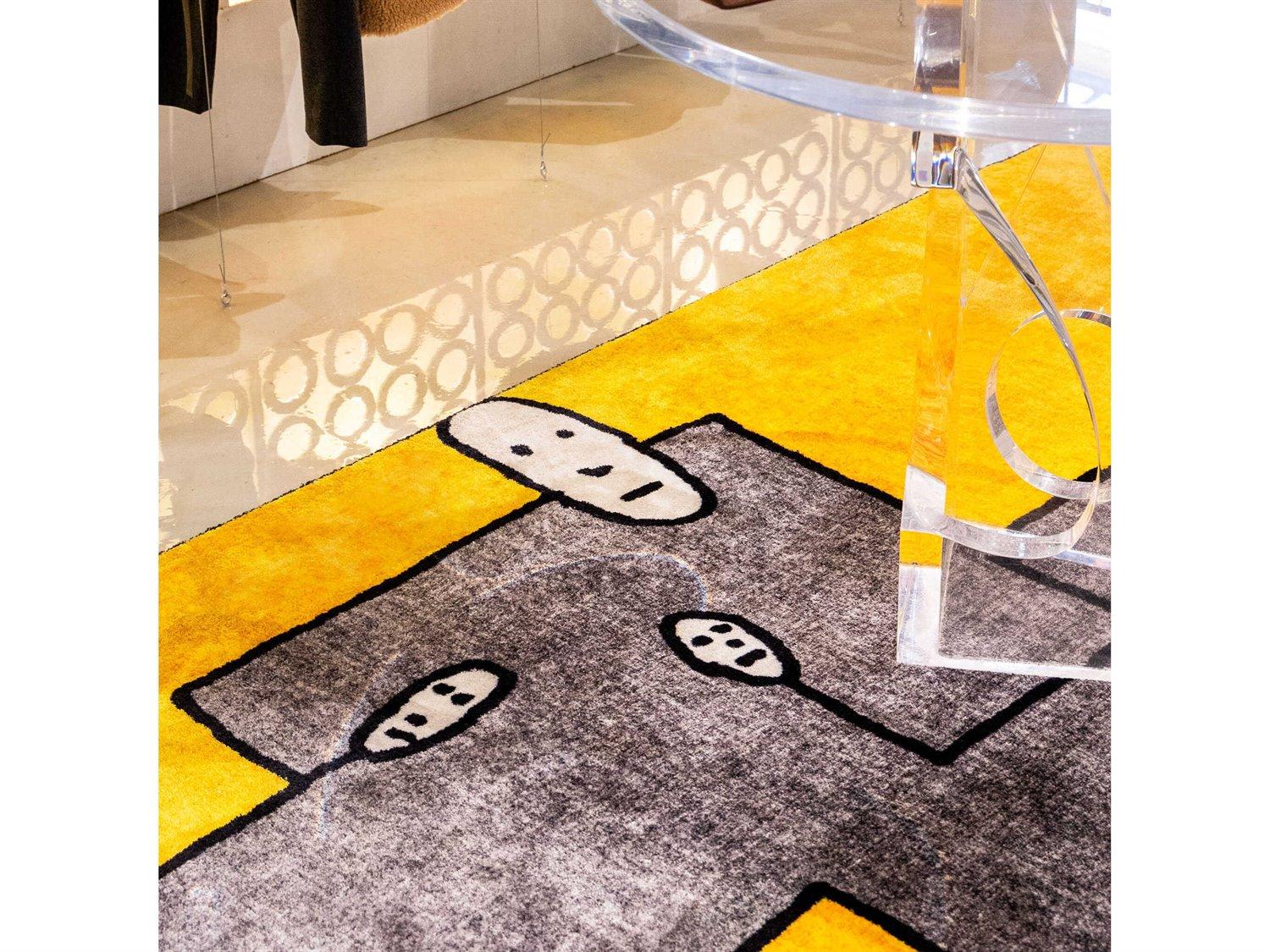Qeeboo Genetic Tales Dog Yellow Graphic Area Rug