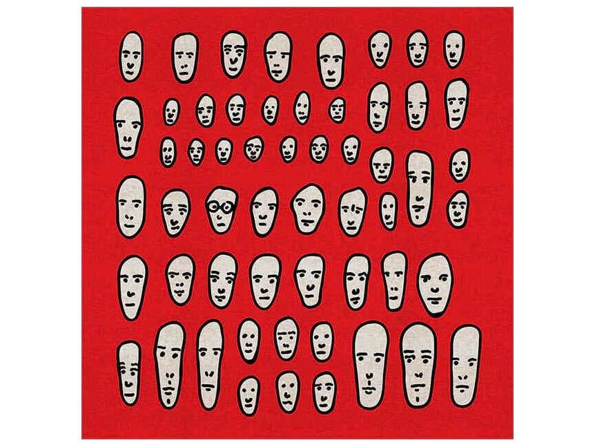 Qeeboo Genetic Tales Faces on Red Graphic Area Rug