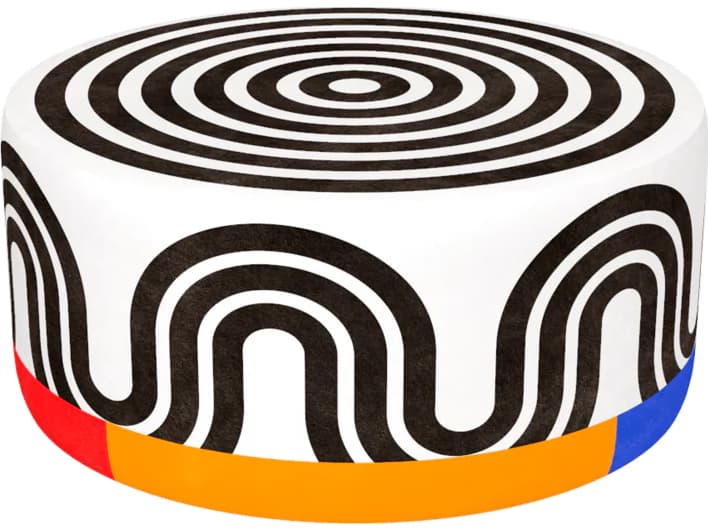 Qeeboo Oggian White Spyral Upholstered Pouf