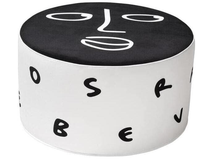 Qeeboo Linescapes White Black Midnight Monologue Upholstered Pouf