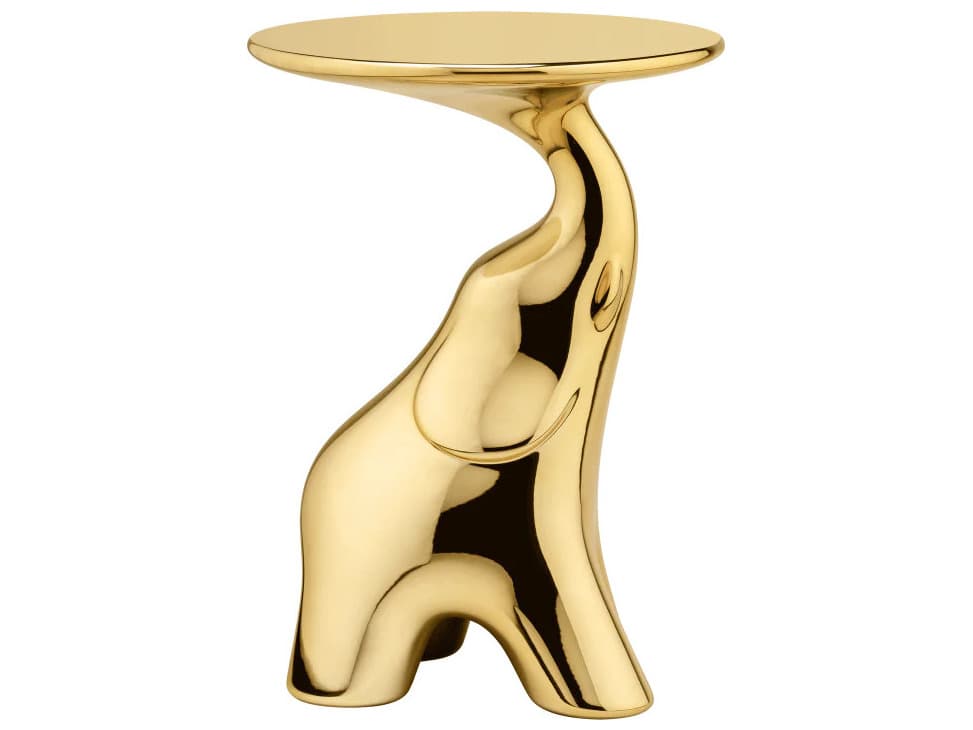 Qeeboo Pako Round Plastic Gold End Table