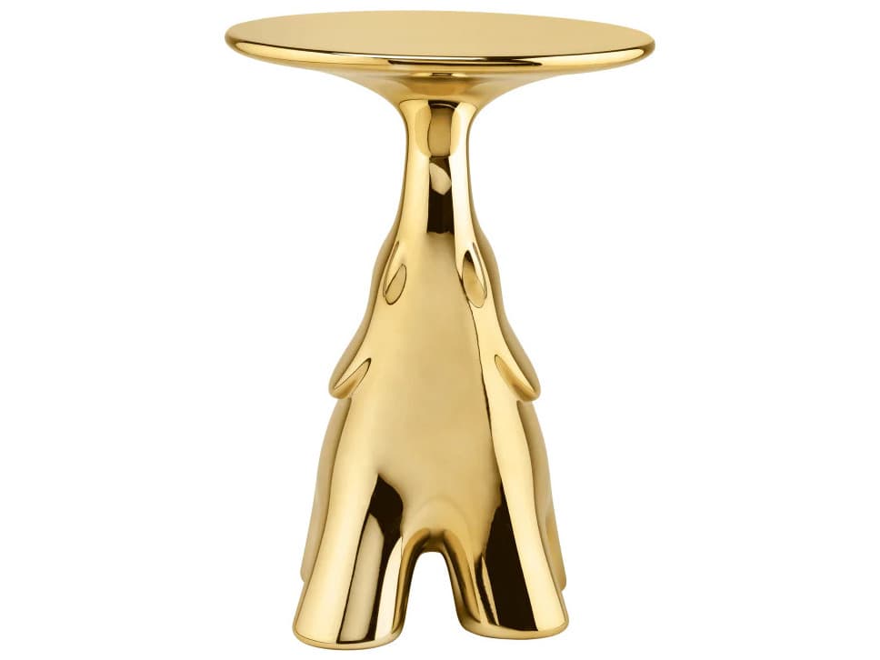Qeeboo Pako Round Plastic Gold End Table