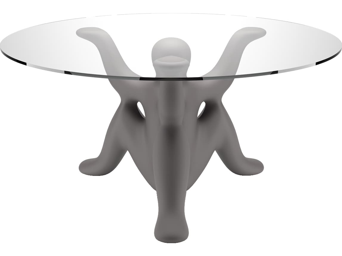 Qeeboo Helpyourself Round Glass Black Dining Table