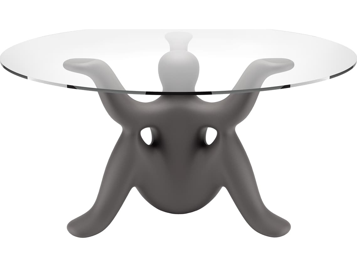 Qeeboo Helpyourself Round Glass Black Dining Table