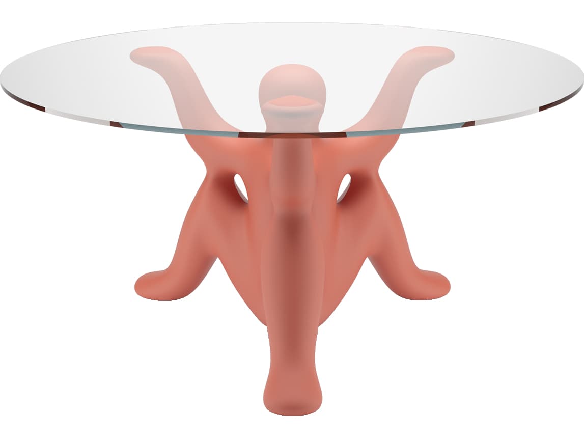 Qeeboo Helpyourself Round Glass Terracotta Dining Table