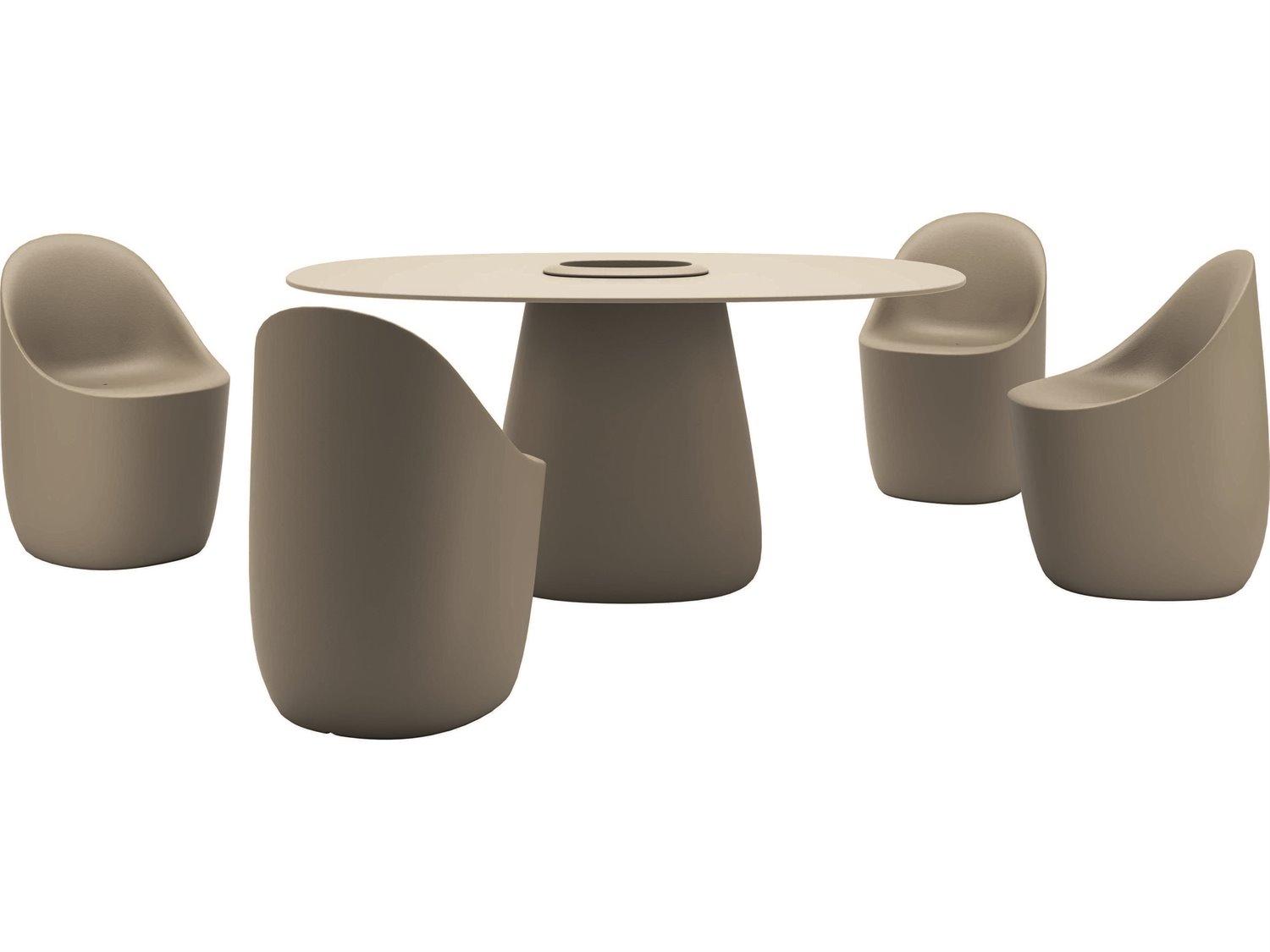 Qeeboo Cobble Ottawa Moleskin Beige Armless Dining Chair