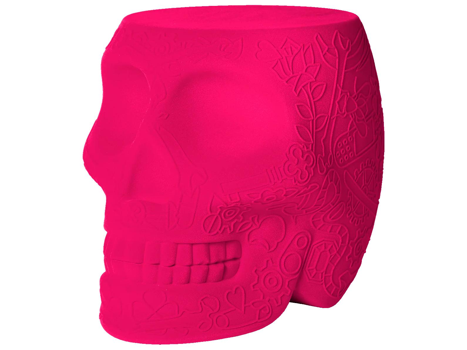 Qeeboo Mexico Fuchsia Velvet Pink Upholstered Accent Stool and Side Table