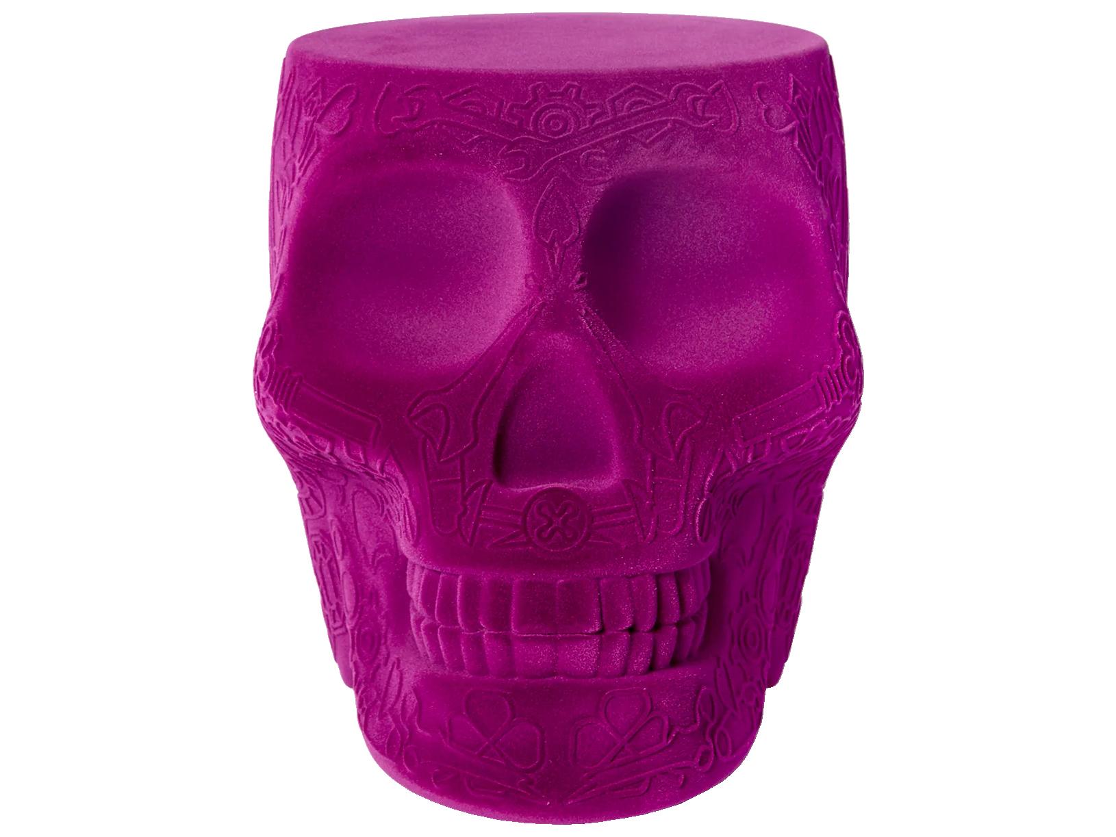 Qeeboo Mexico Violet Velvet Purple Upholstered Accent Stool and Side Table