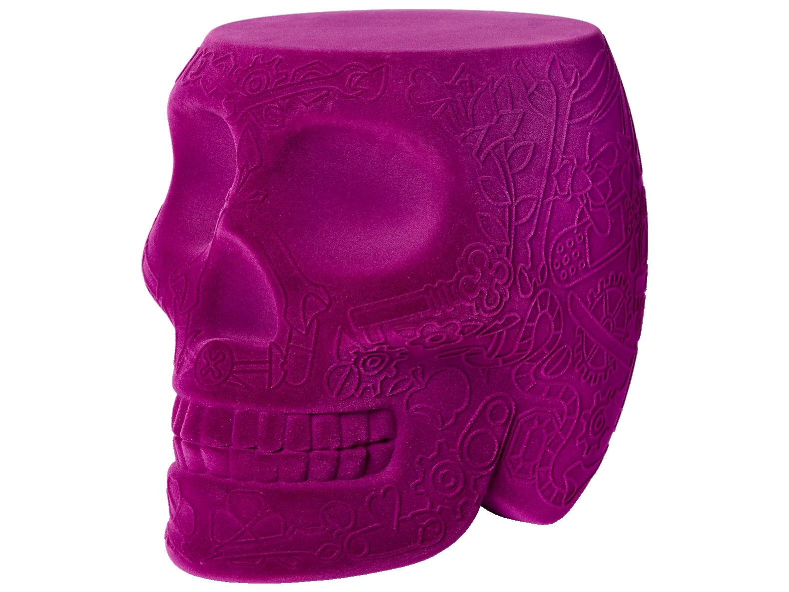 Qeeboo Mexico Violet Velvet Purple Upholstered Accent Stool and Side Table