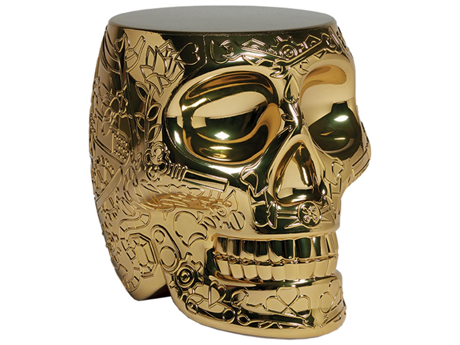 Qeeboo Mexico Gold Accent Stool and Side Table