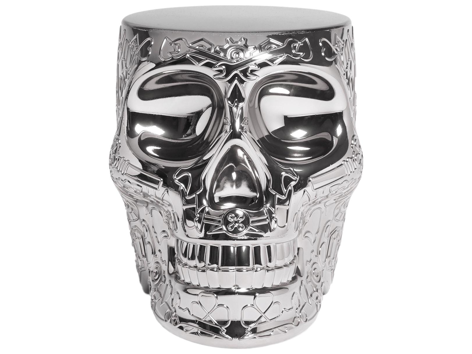 Qeeboo Mexico Silver Accent Stool and Side Table