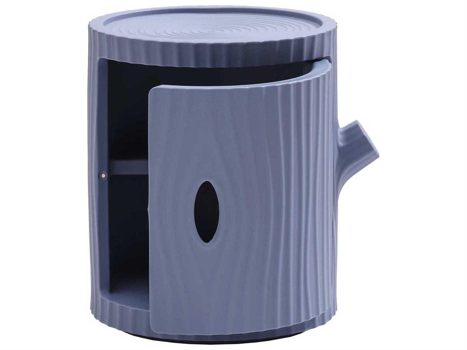 Qeeboo Tronco Round Plastic Blue Avio End Table