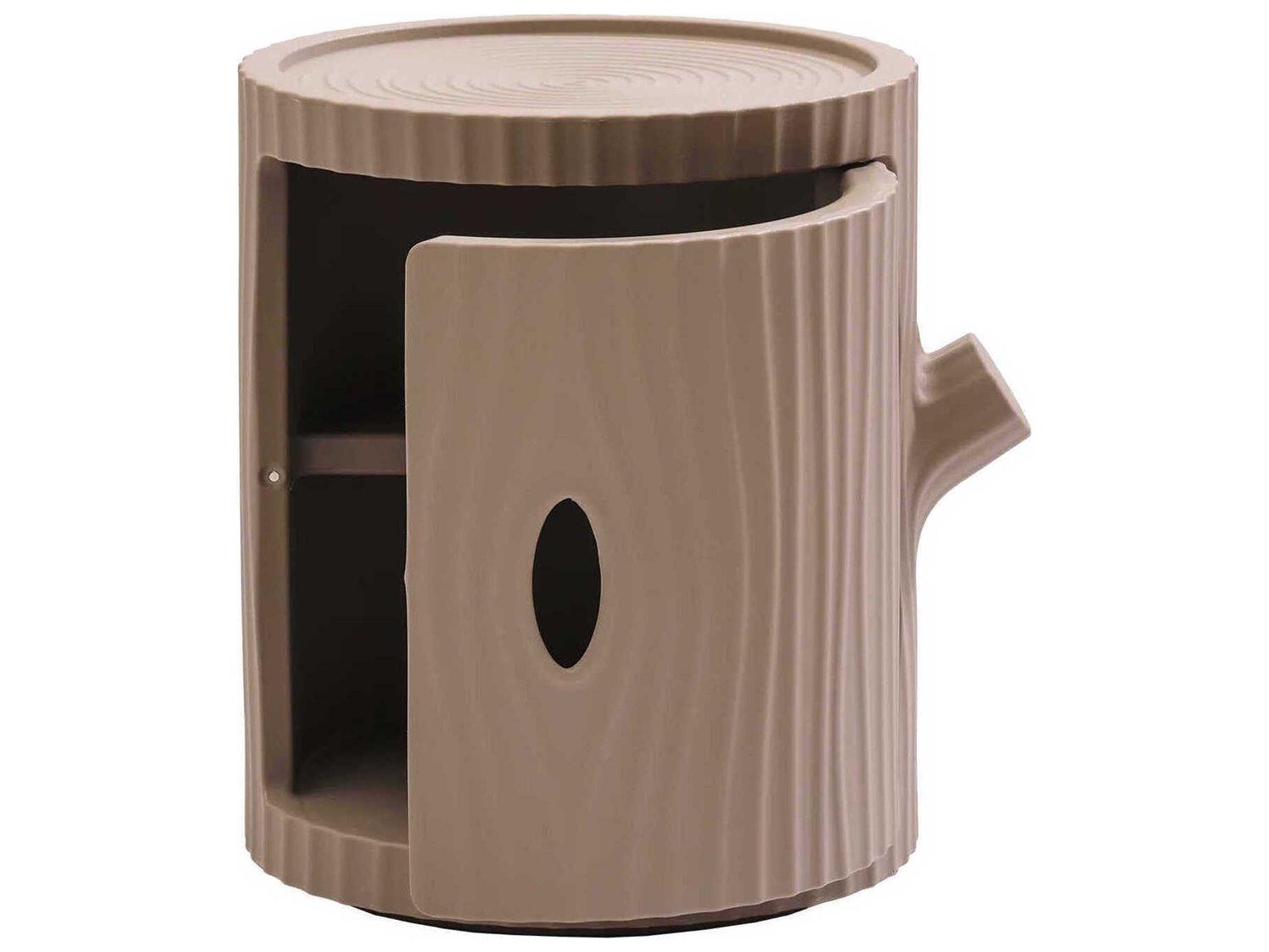 Qeeboo Tronco Round Plastic Dove Grey End Table