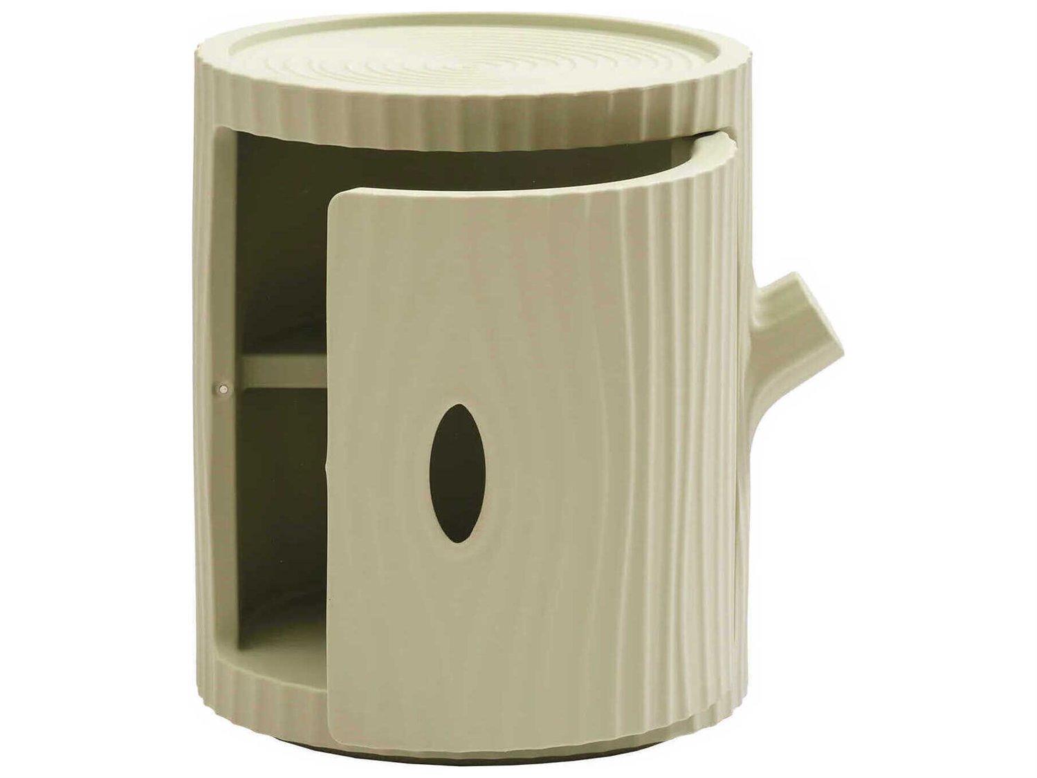 Qeeboo Tronco Round Plastic Green Khaki End Table