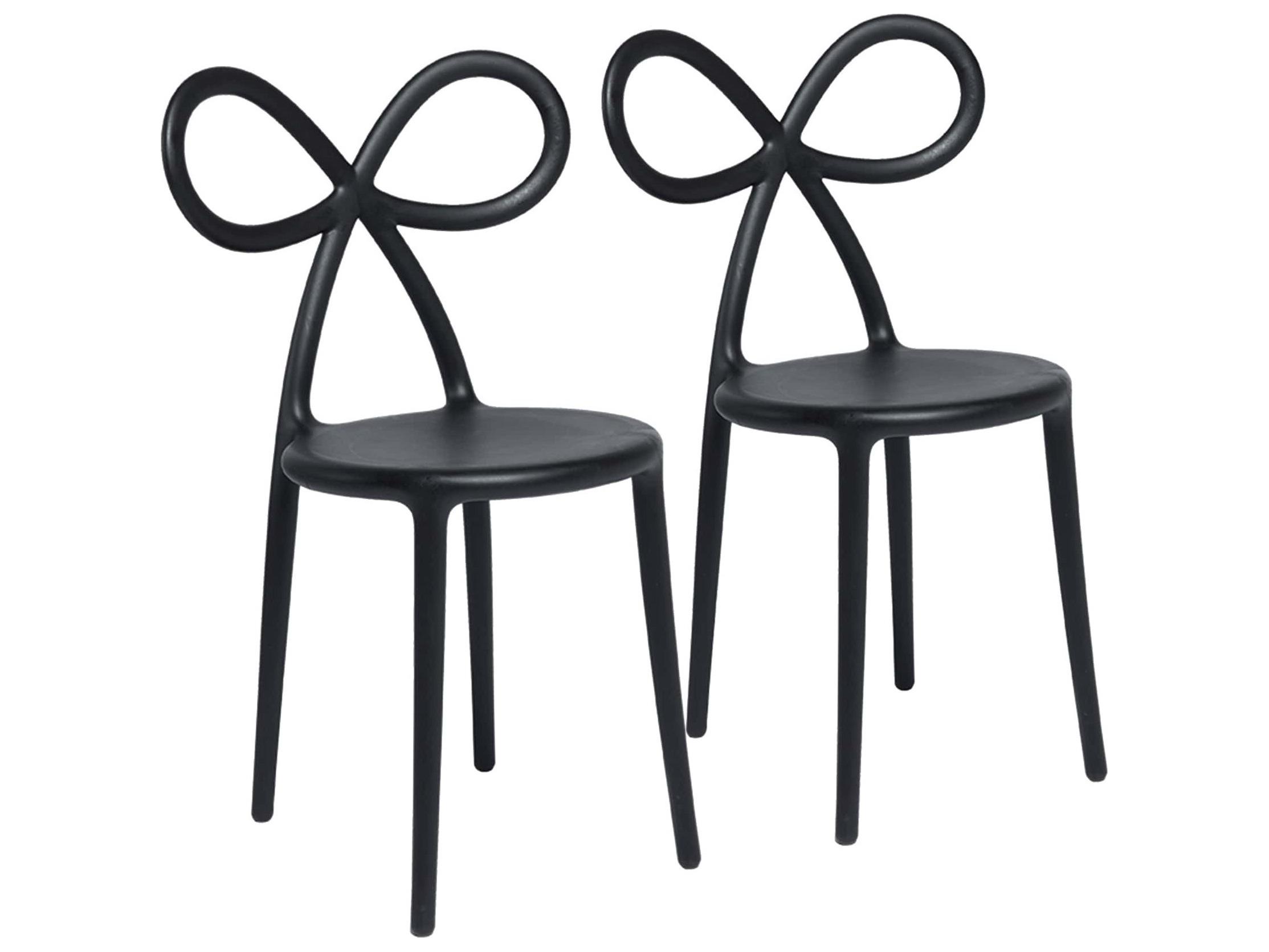 Qeeboo Ribbon Black Armless Dining Chair (Set of 2)