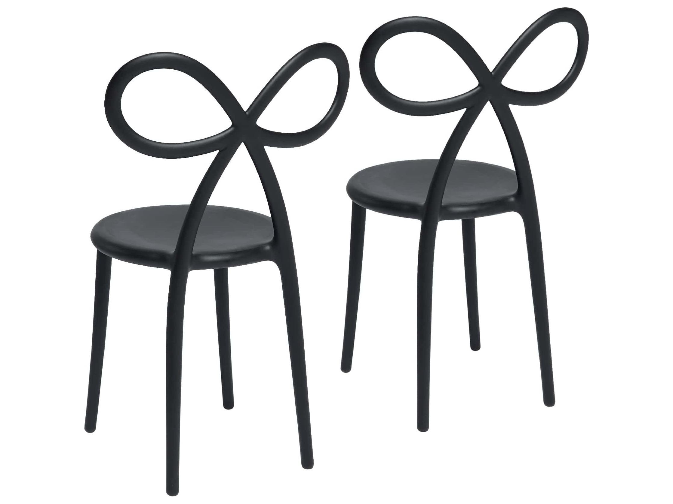 Qeeboo Ribbon Black Armless Dining Chair (Set of 2)