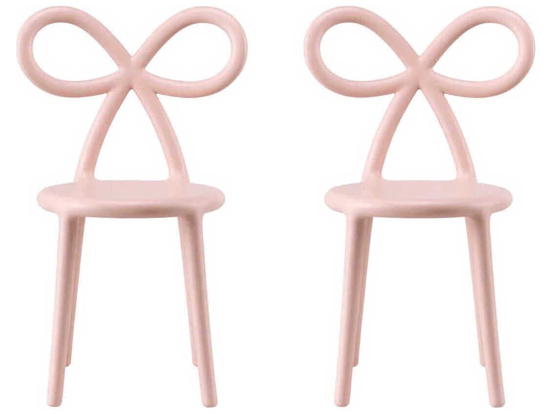 Qeeboo Ribbon Pink Armless Dining Chair Set of 2