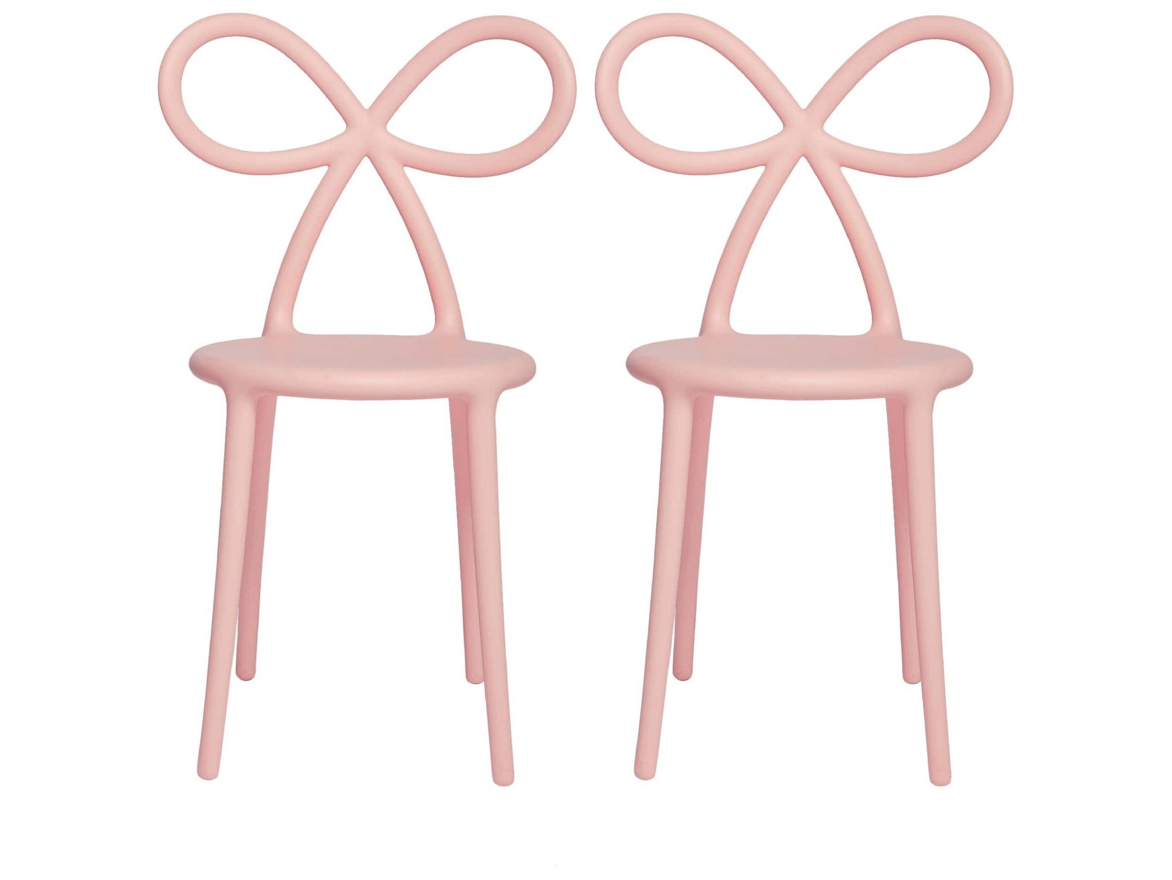 Qeeboo Ribbon Pink Armless Dining Chair (Set of 2)