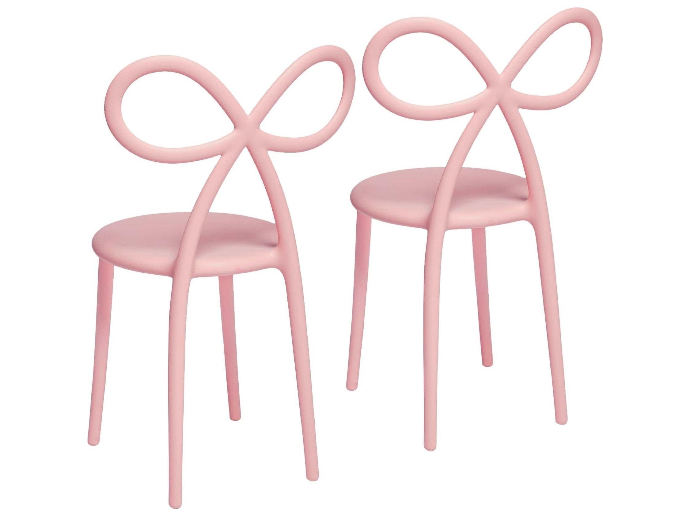 Qeeboo Ribbon Pink Armless Dining Chair (Set of 2)