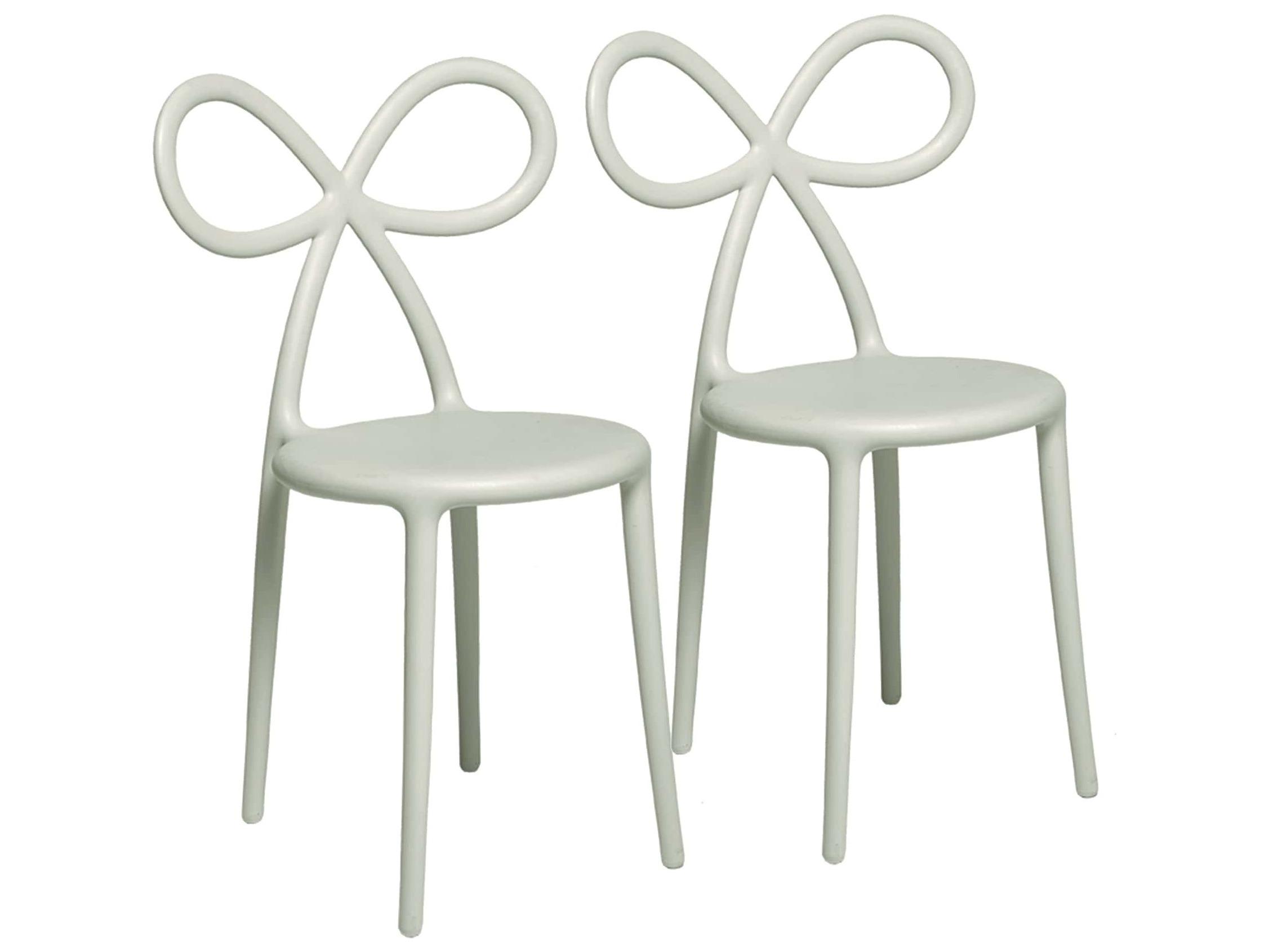 Qeeboo Ribbon White Armless Dining Chair (Set of 2)