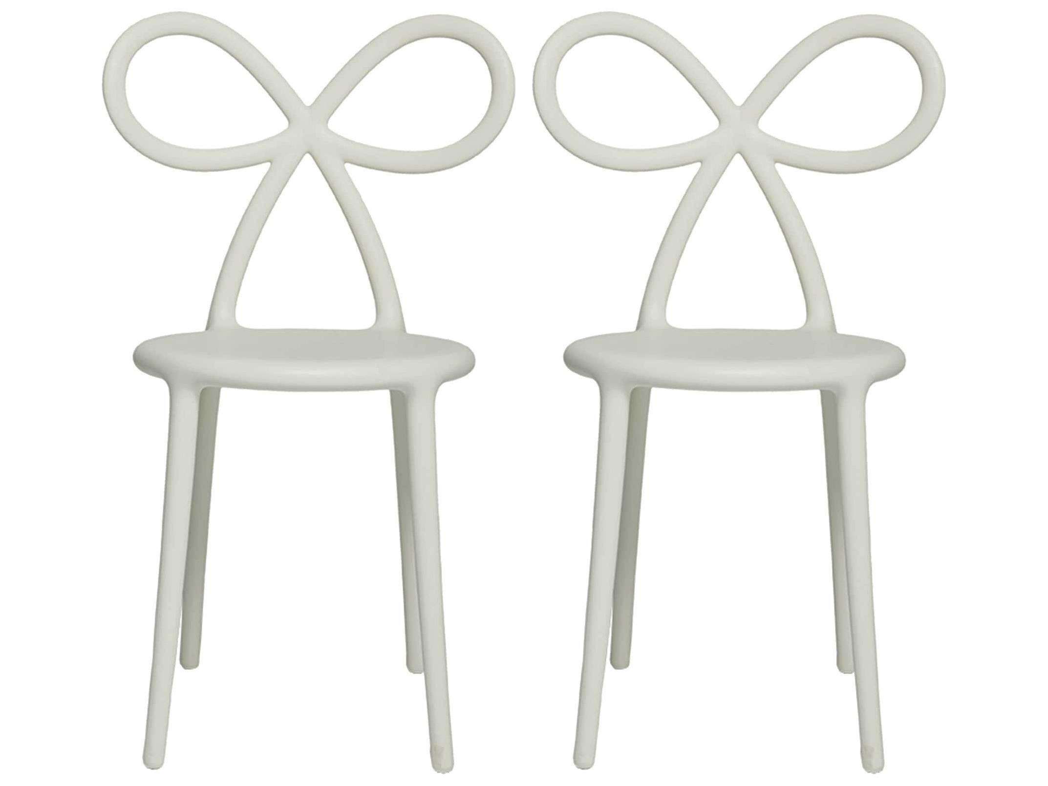 Qeeboo Ribbon White Armless Dining Chair (Set of 2)