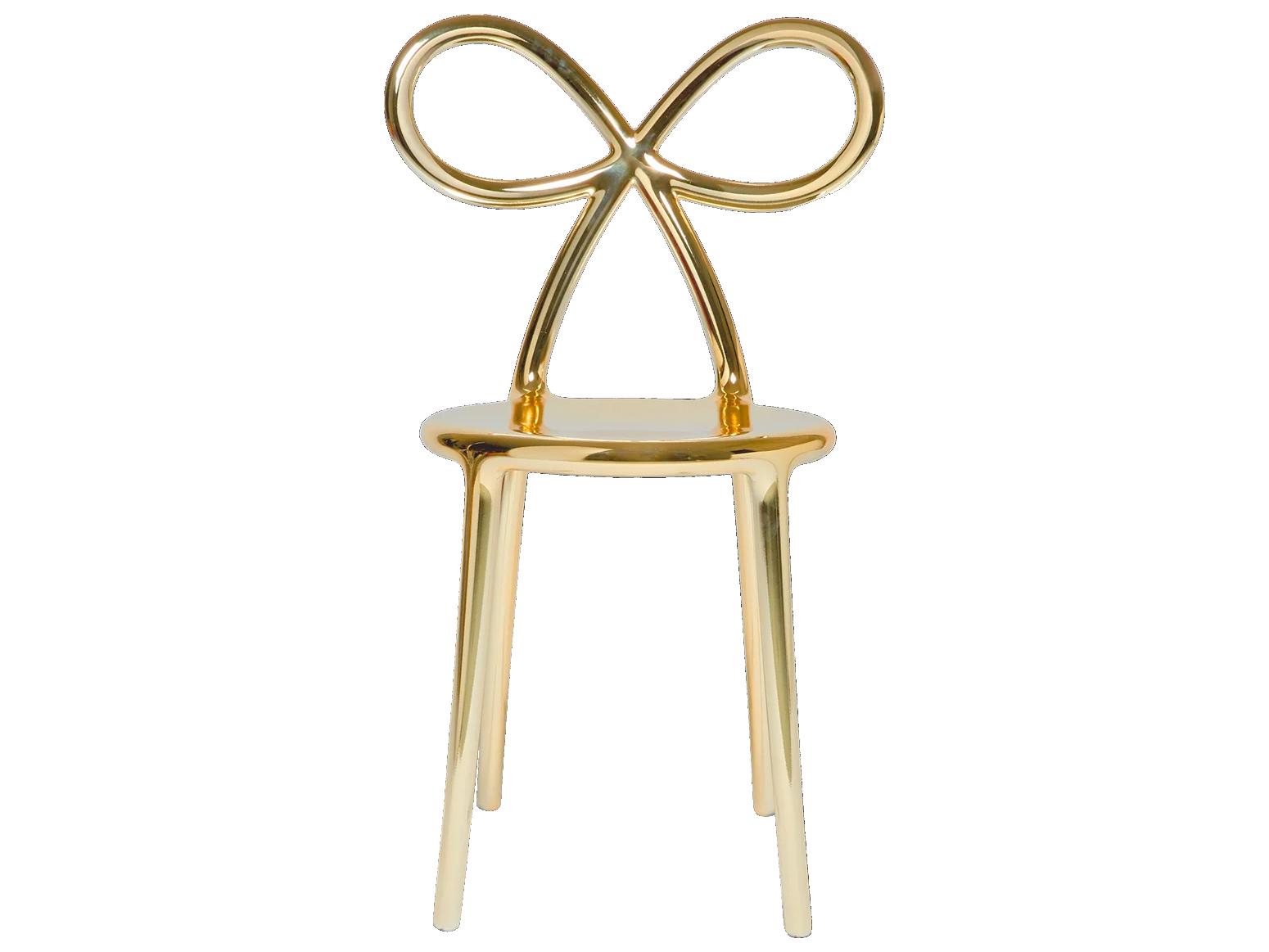 Qeeboo Ribbon Gold Armless Dining Chair