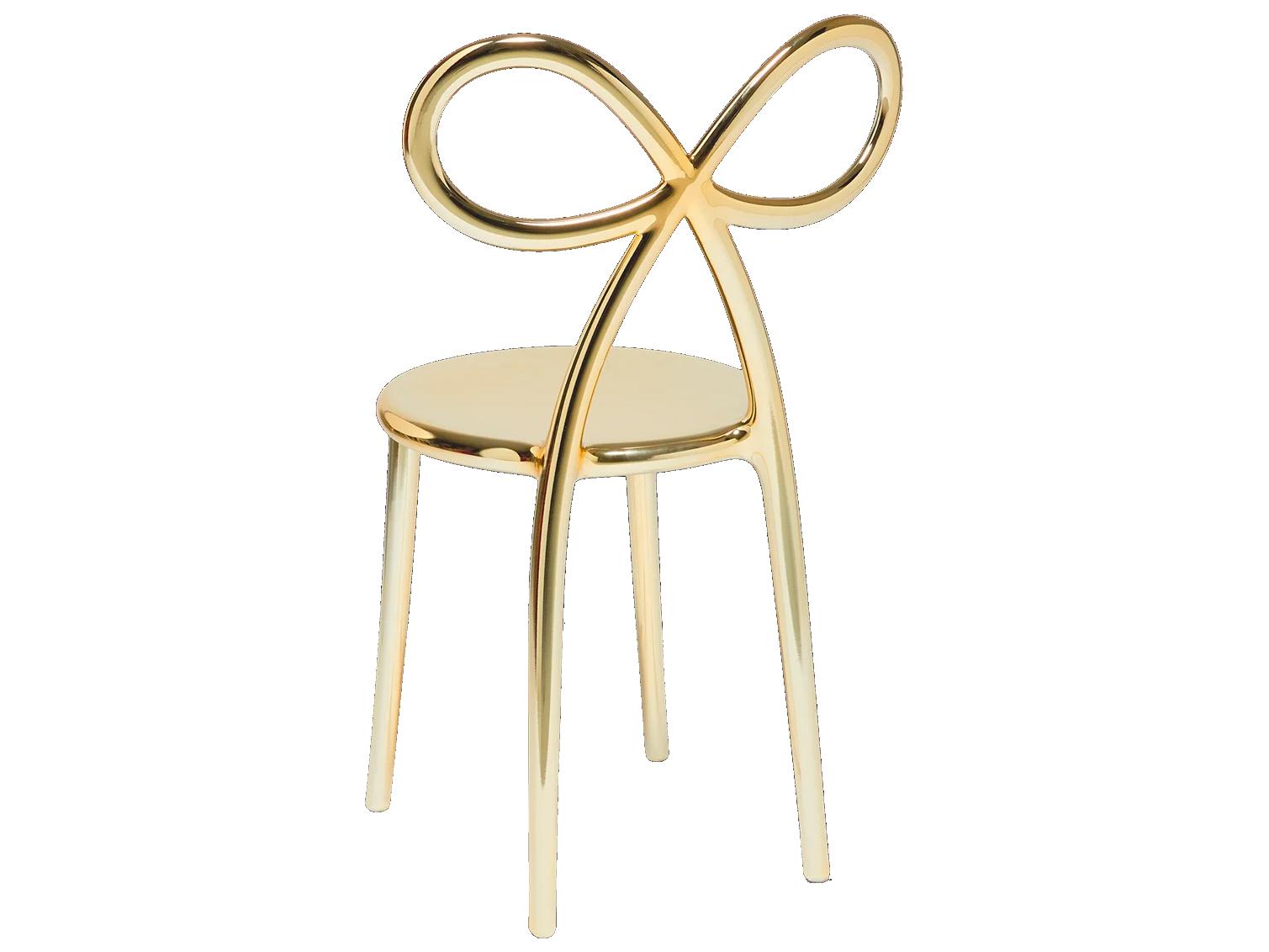 Qeeboo Ribbon Gold Armless Dining Chair