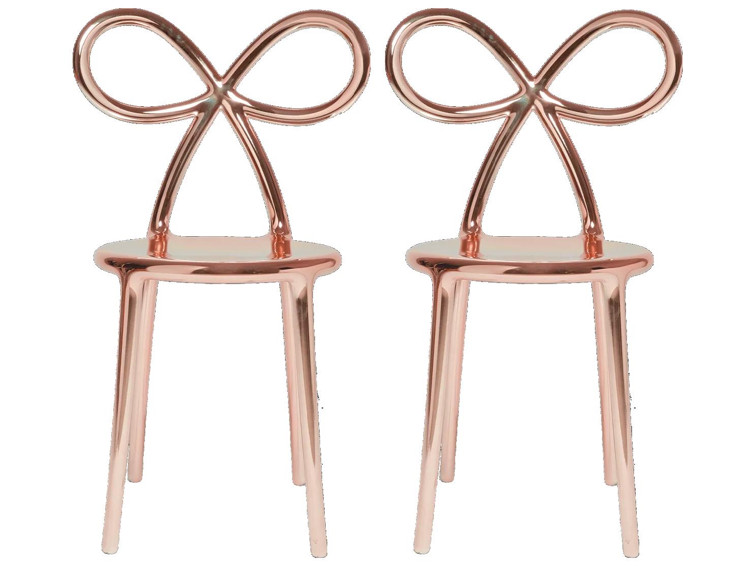 Qeeboo Ribbon Pink Armless Dining Chair (Set of 2)