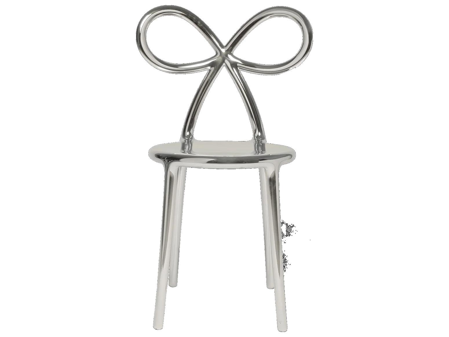 Qeeboo Ribbon Silver Armless Dining Chair