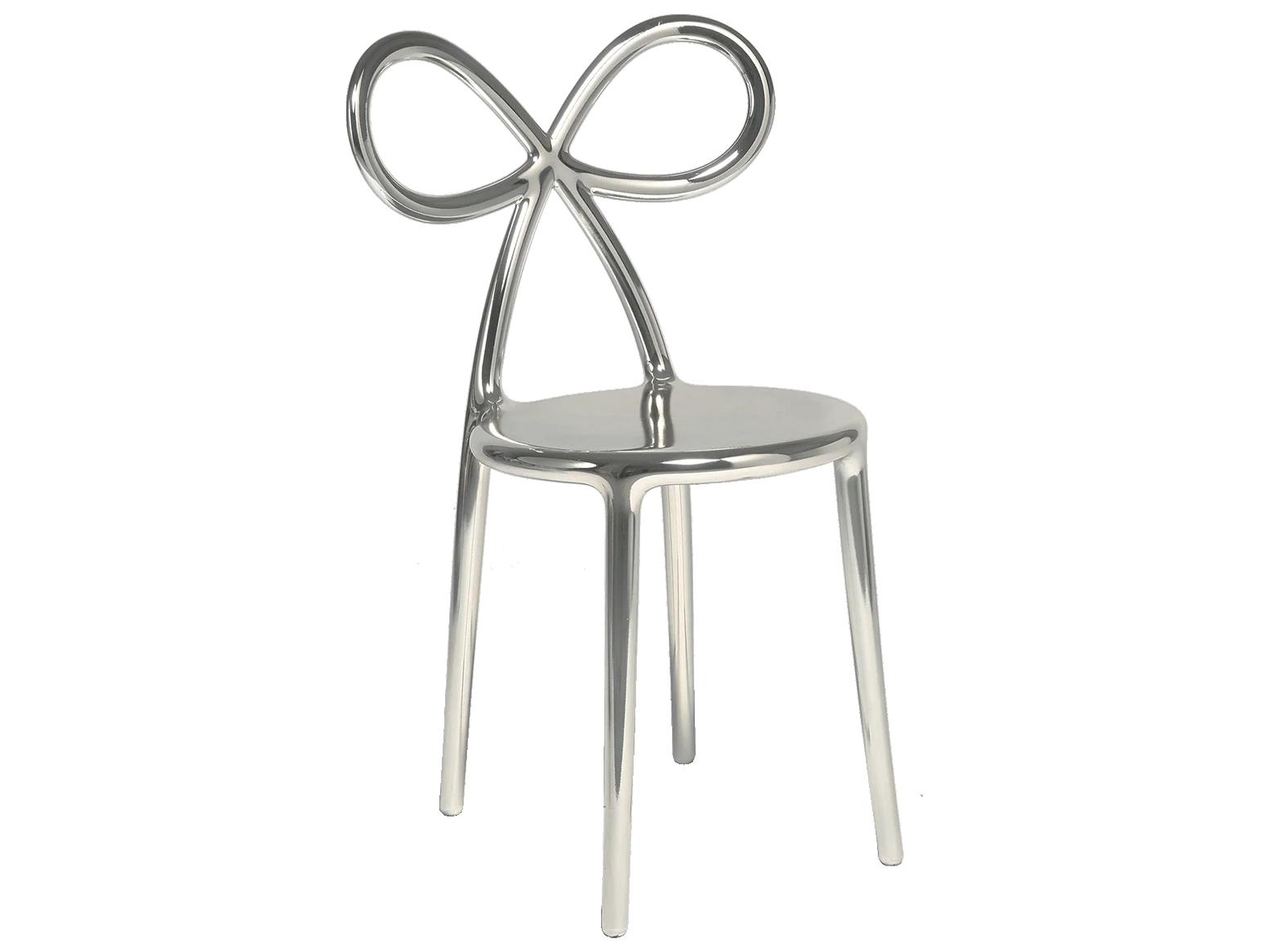 Qeeboo Ribbon Silver Armless Dining Chair