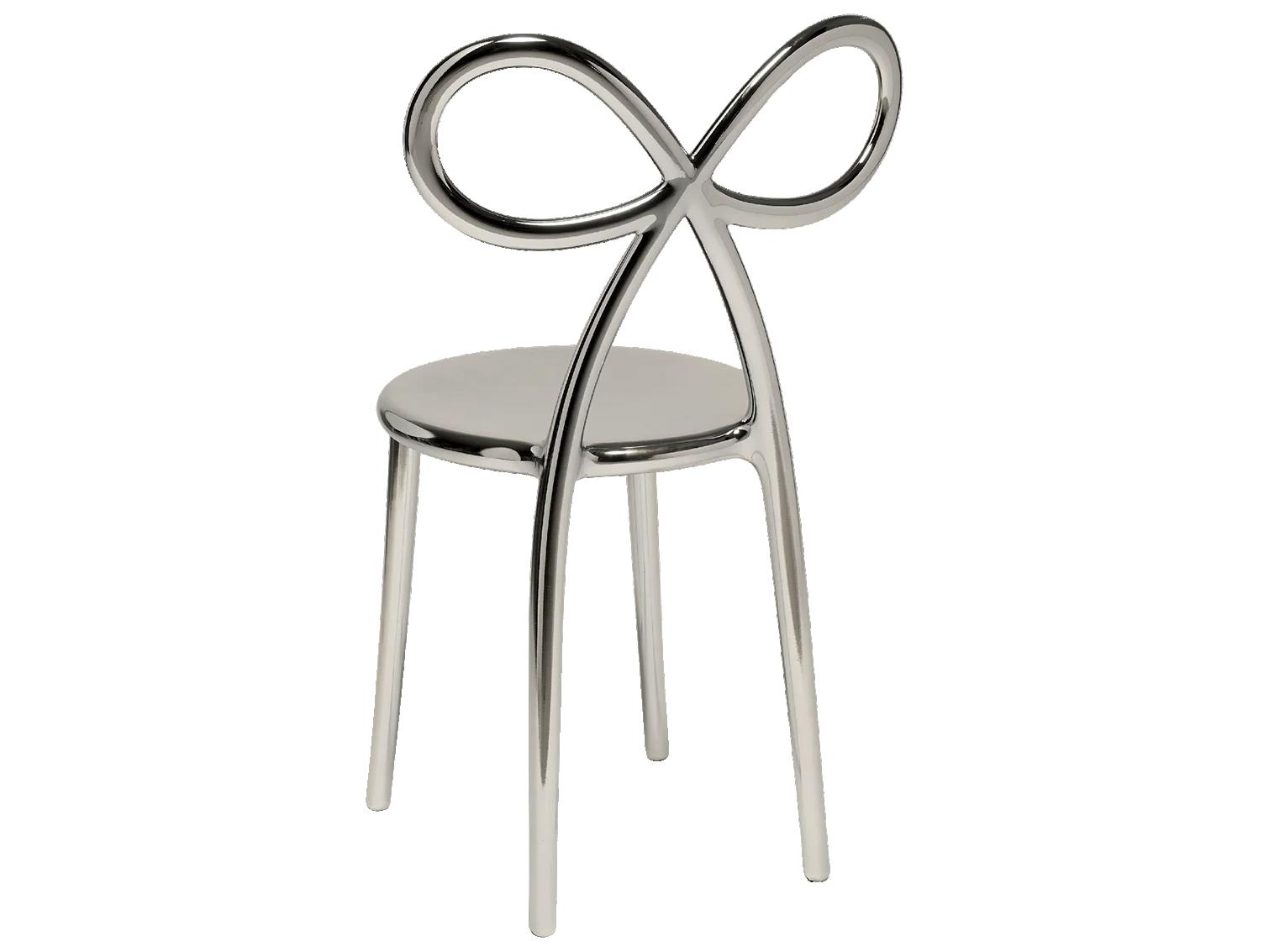Qeeboo Ribbon Silver Armless Dining Chair