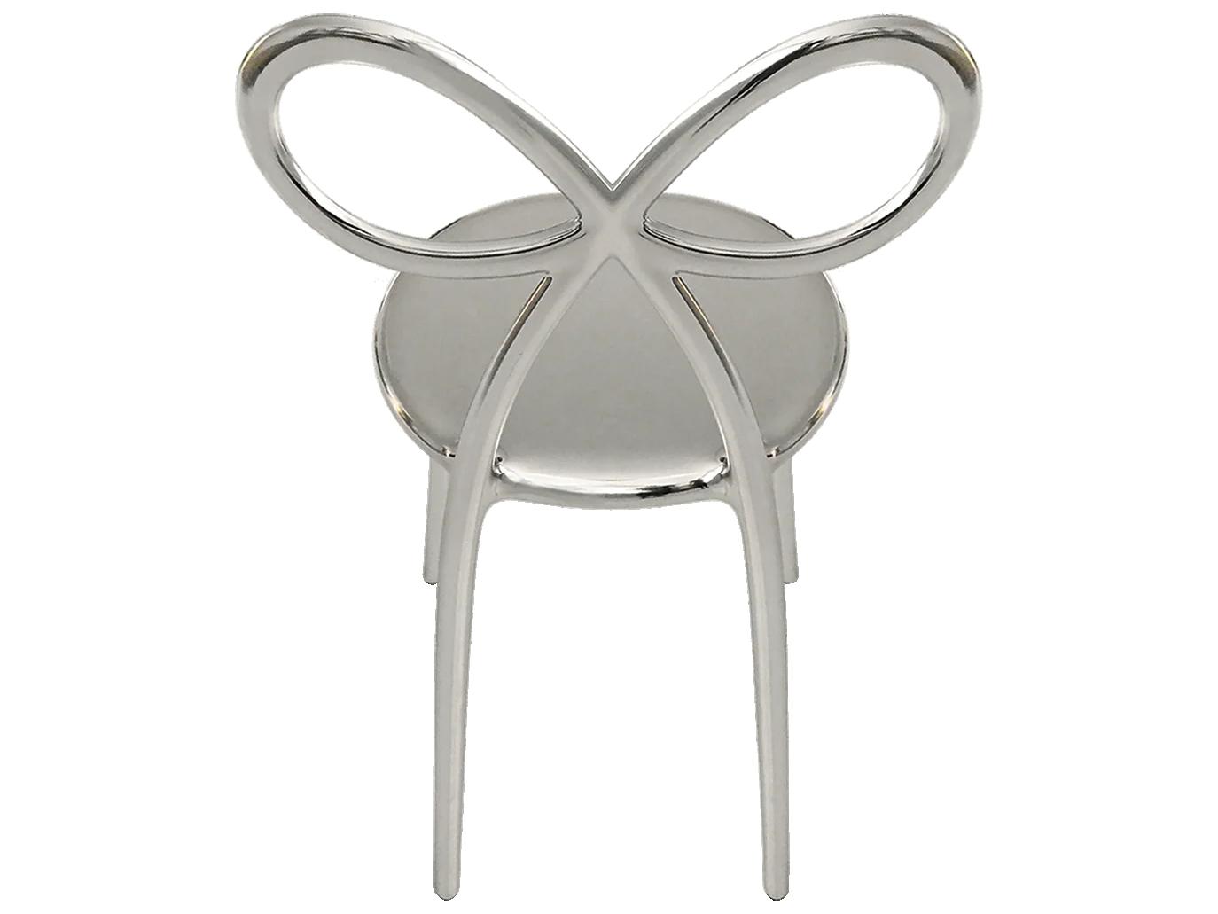 Qeeboo Ribbon Silver Armless Dining Chair