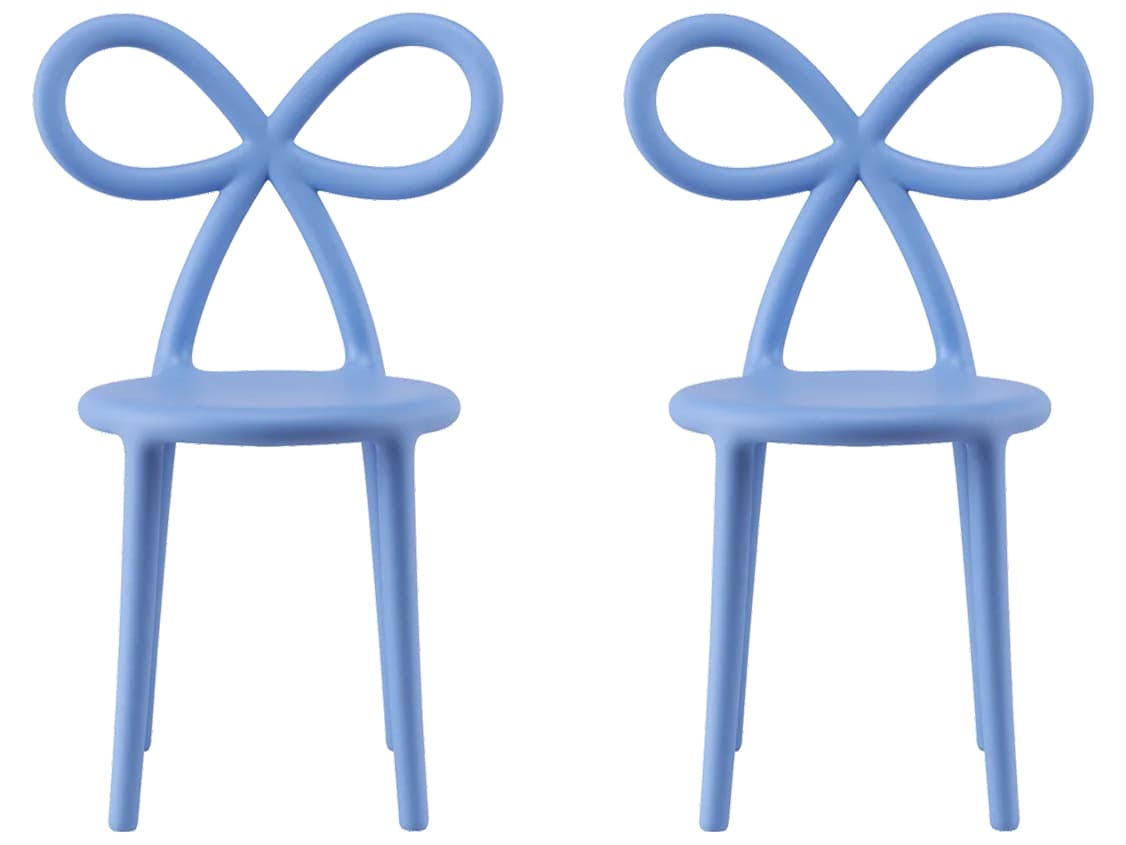 Qeeboo Ribbon Baby Blue Armless Dining Chair (Set of 2)