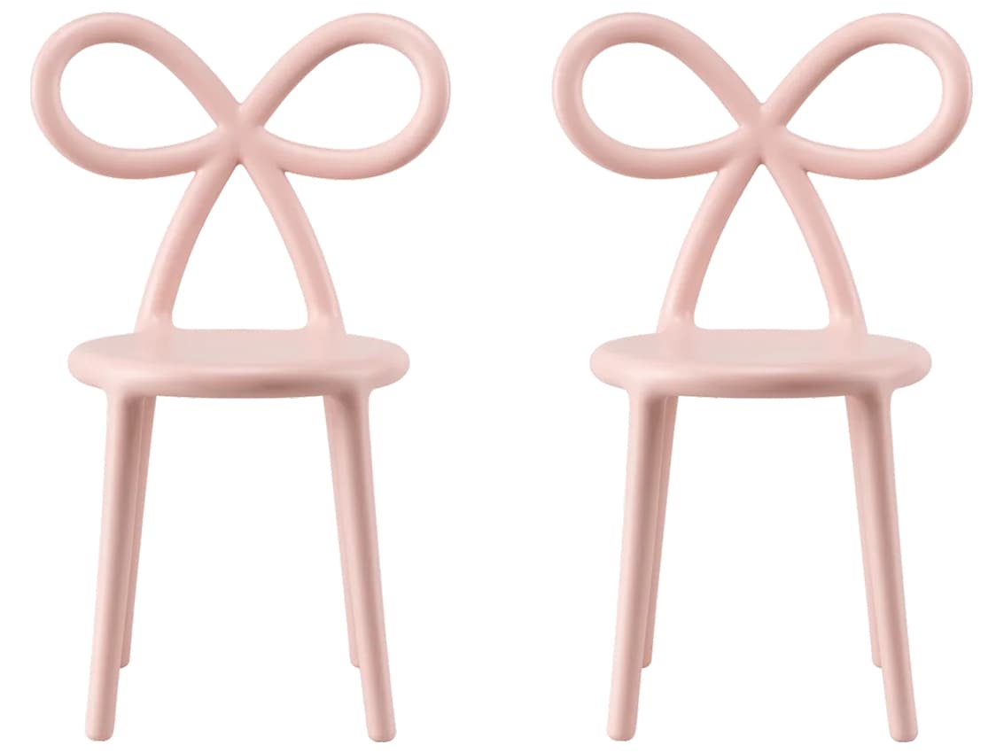 Qeeboo Ribbon Baby Pink Armless Dining Chair (Set of 2)
