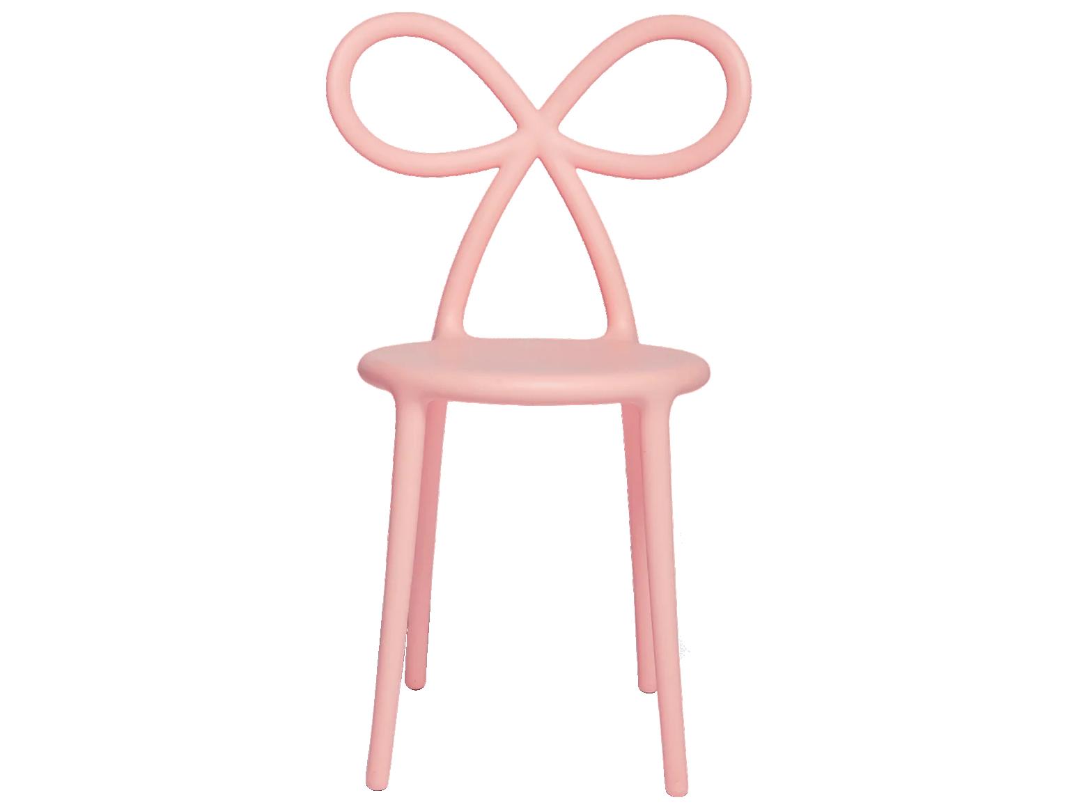 Qeeboo Ribbon Baby Pink Armless Dining Chair