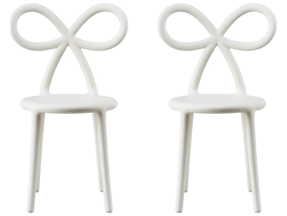 Qeeboo Ribbon Baby White Armless Dining Chair (Set of 2)
