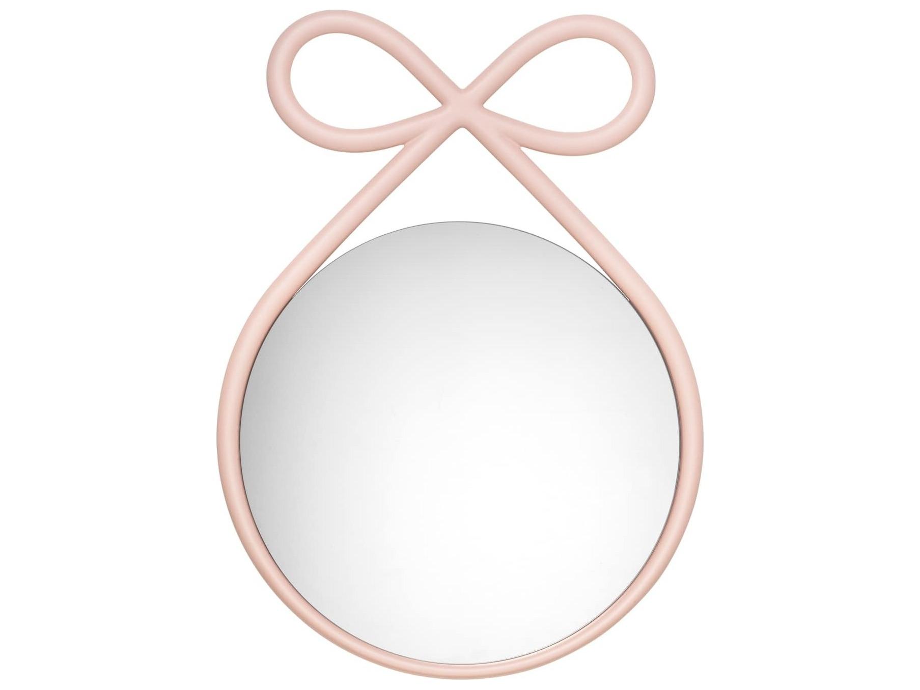 Qeeboo Ribbon Pink Round Wall Mirror