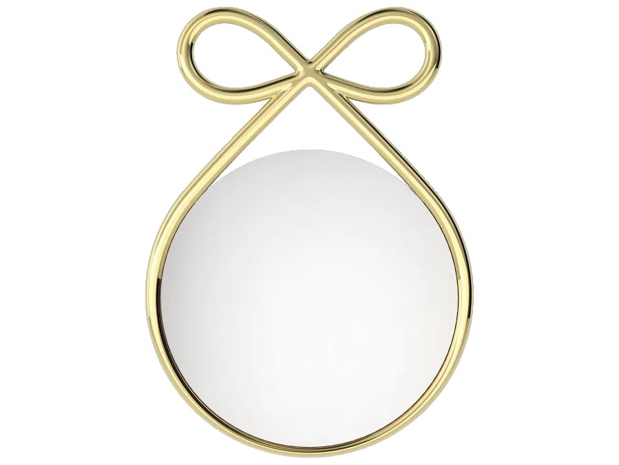 Qeeboo Ribbon Gold Round Wall Mirror