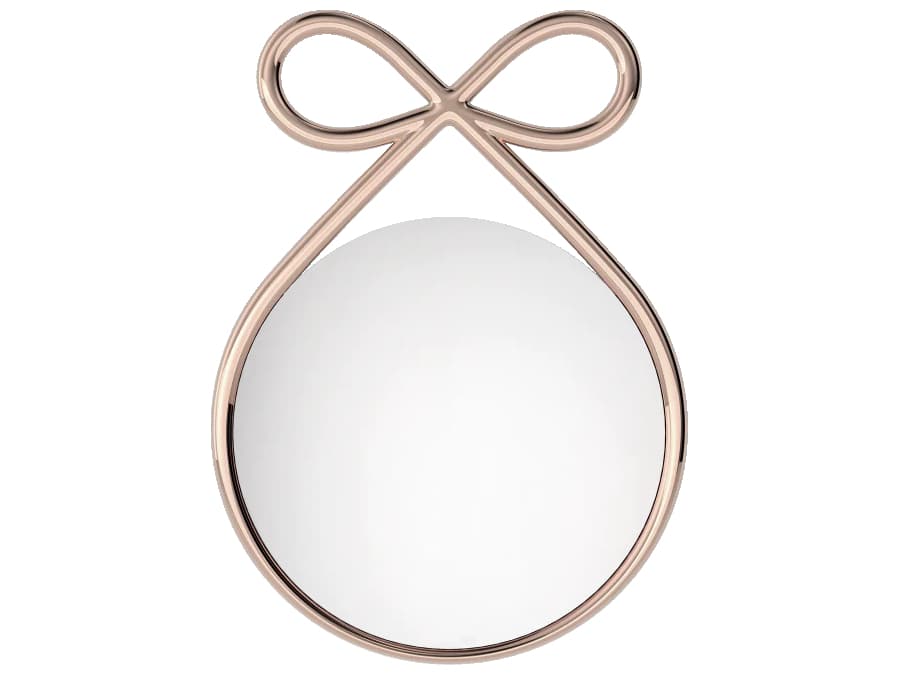 Qeeboo Ribbon Pink Gold Round Wall Mirror