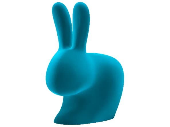 Qeeboo Rabbit Turquoise Velvet Bookend