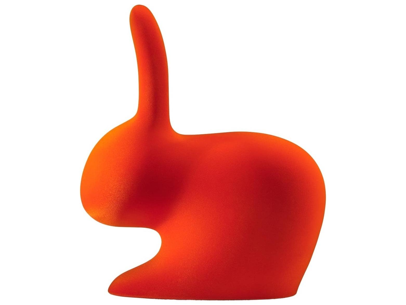 Qeeboo Rabbit Baby Orange Velvet Accent Chair