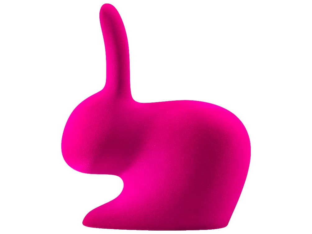 Qeeboo Rabbit Pink Velvet Accent Chair