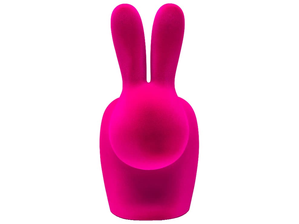 Qeeboo Rabbit Pink Velvet Accent Chair