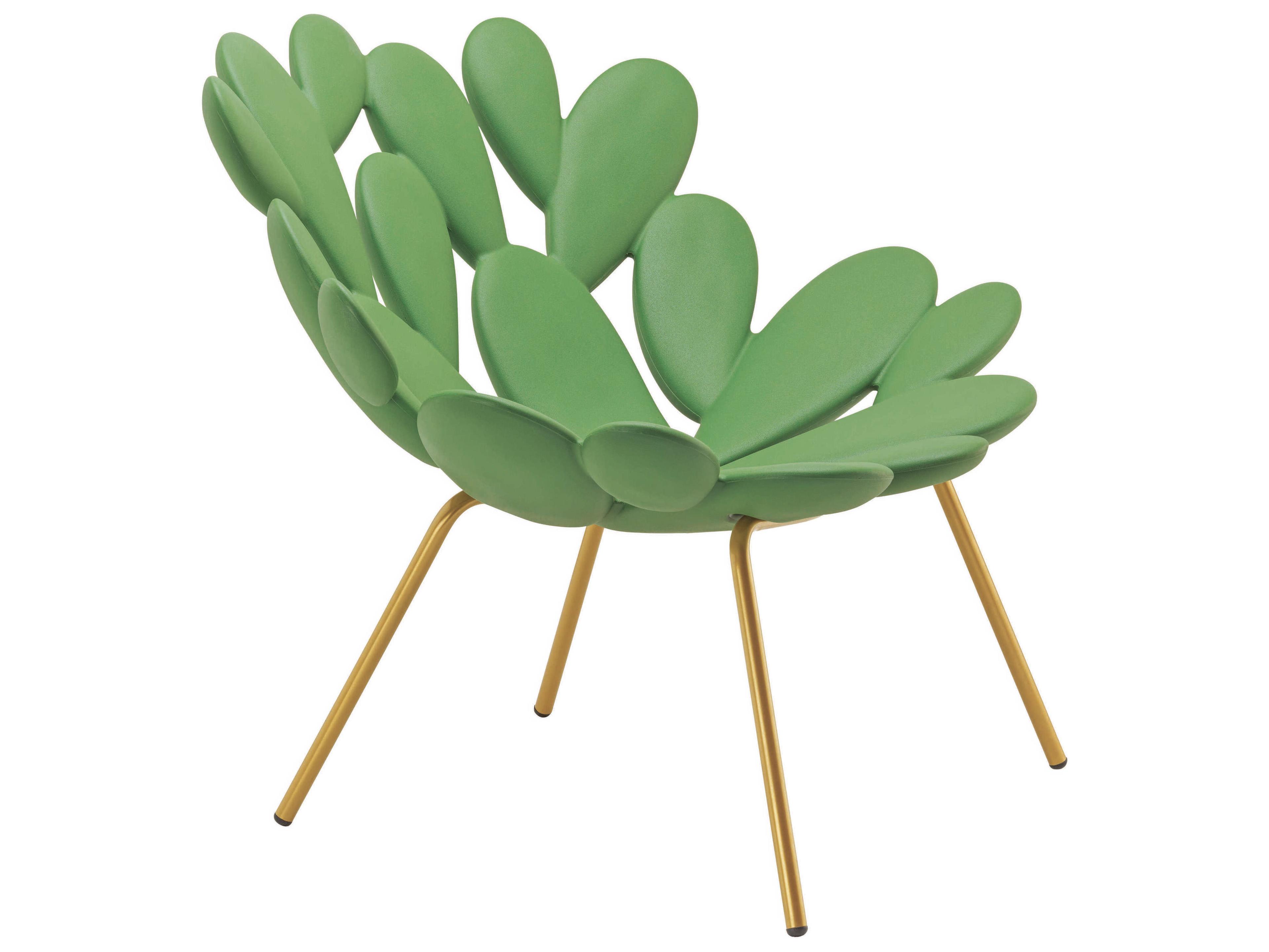 Qeeboo Outdoor Filicudi Balsam Green Brass Recycled Plastic Lounge Chair