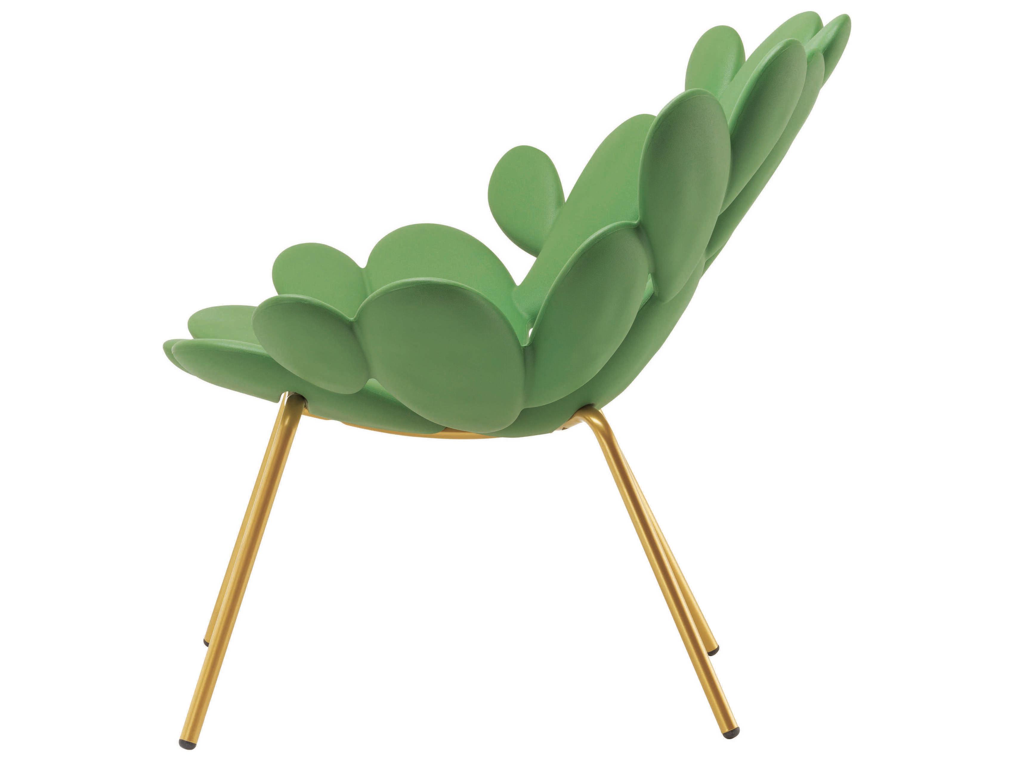 Qeeboo Outdoor Filicudi Balsam Green Brass Recycled Plastic Lounge Chair