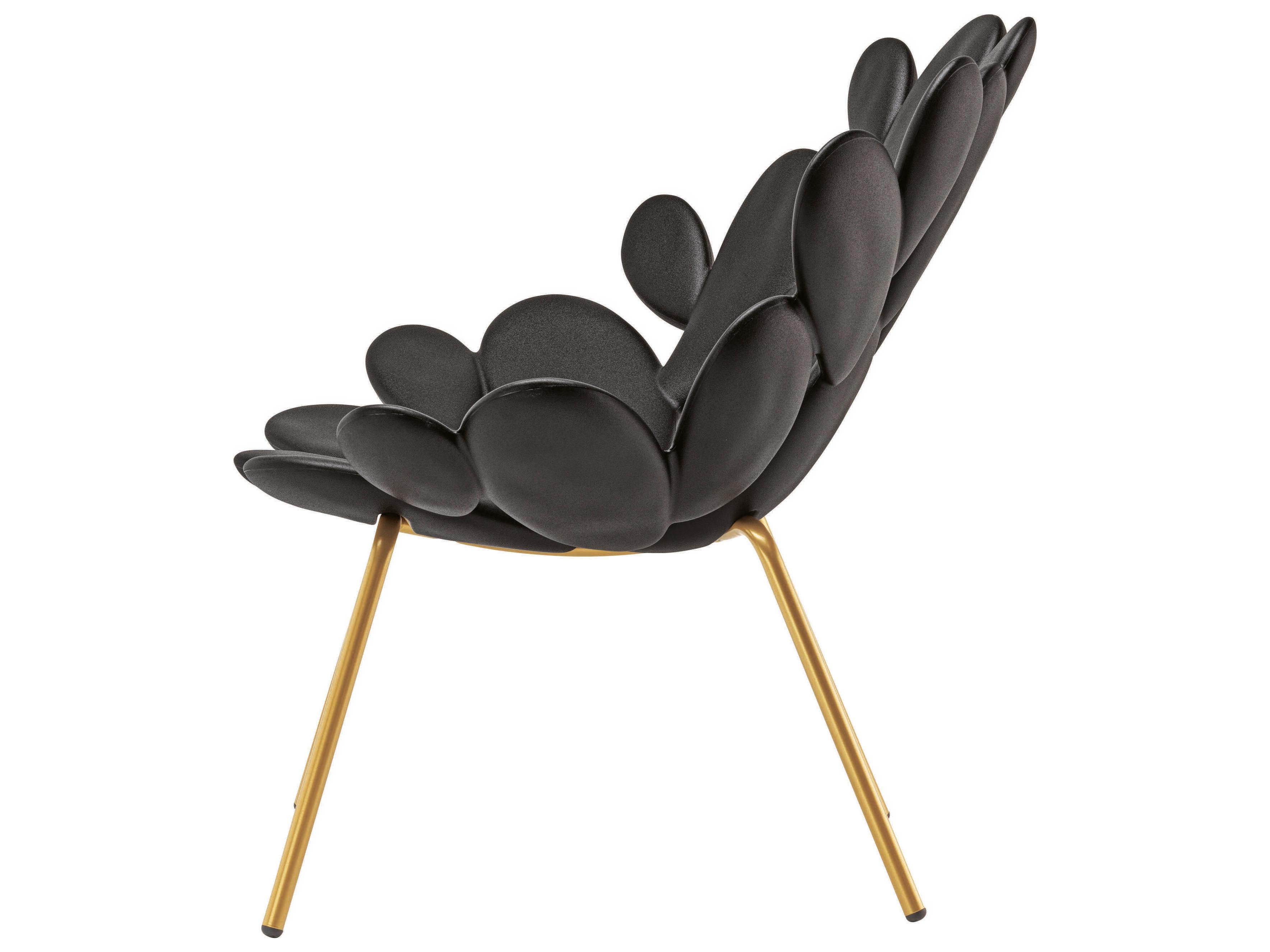 Qeeboo Outdoor Filicudi Black Brass Recycled Plastic Lounge Chair