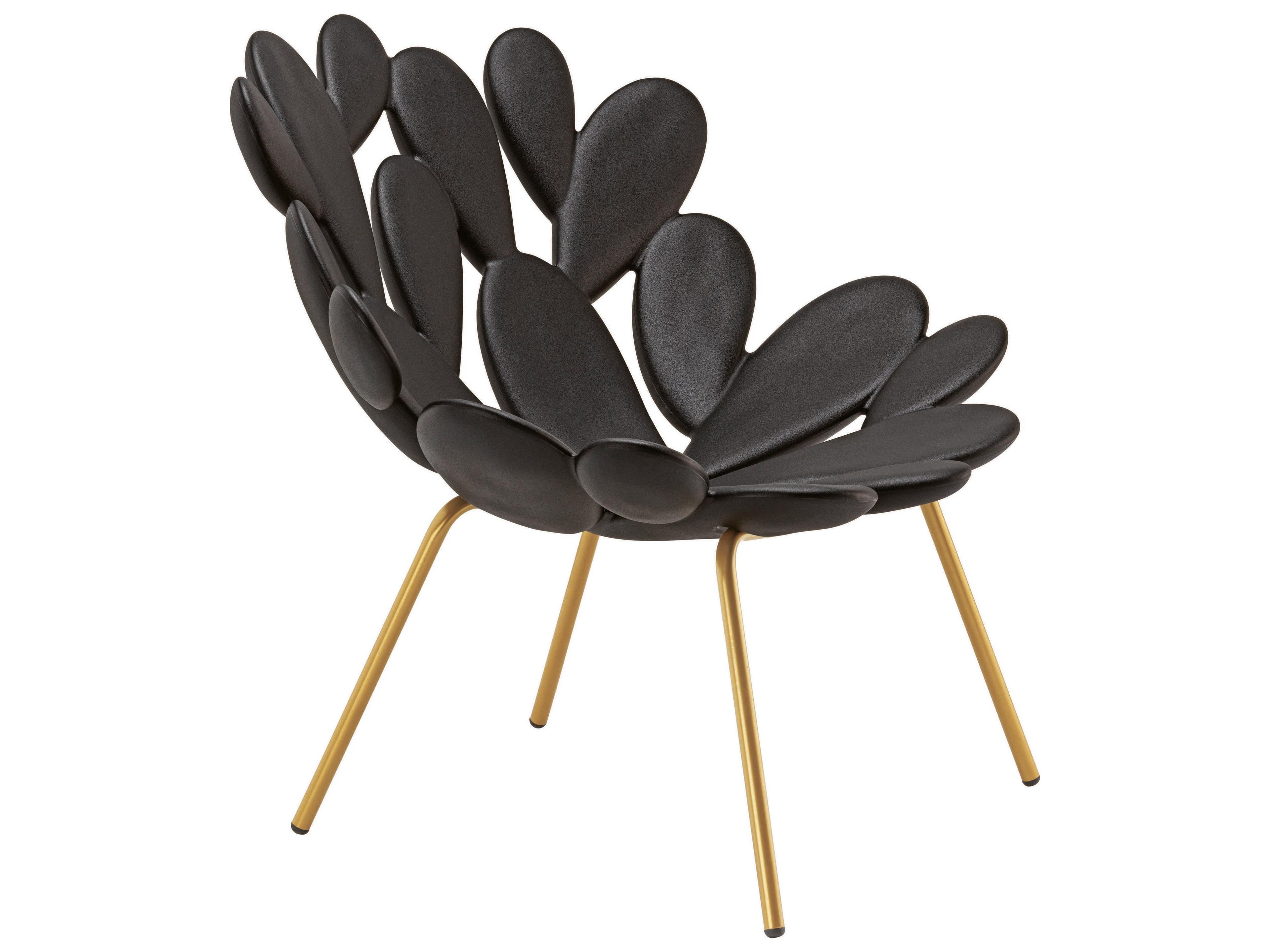 Qeeboo Outdoor Filicudi Black Brass Recycled Plastic Lounge Chair