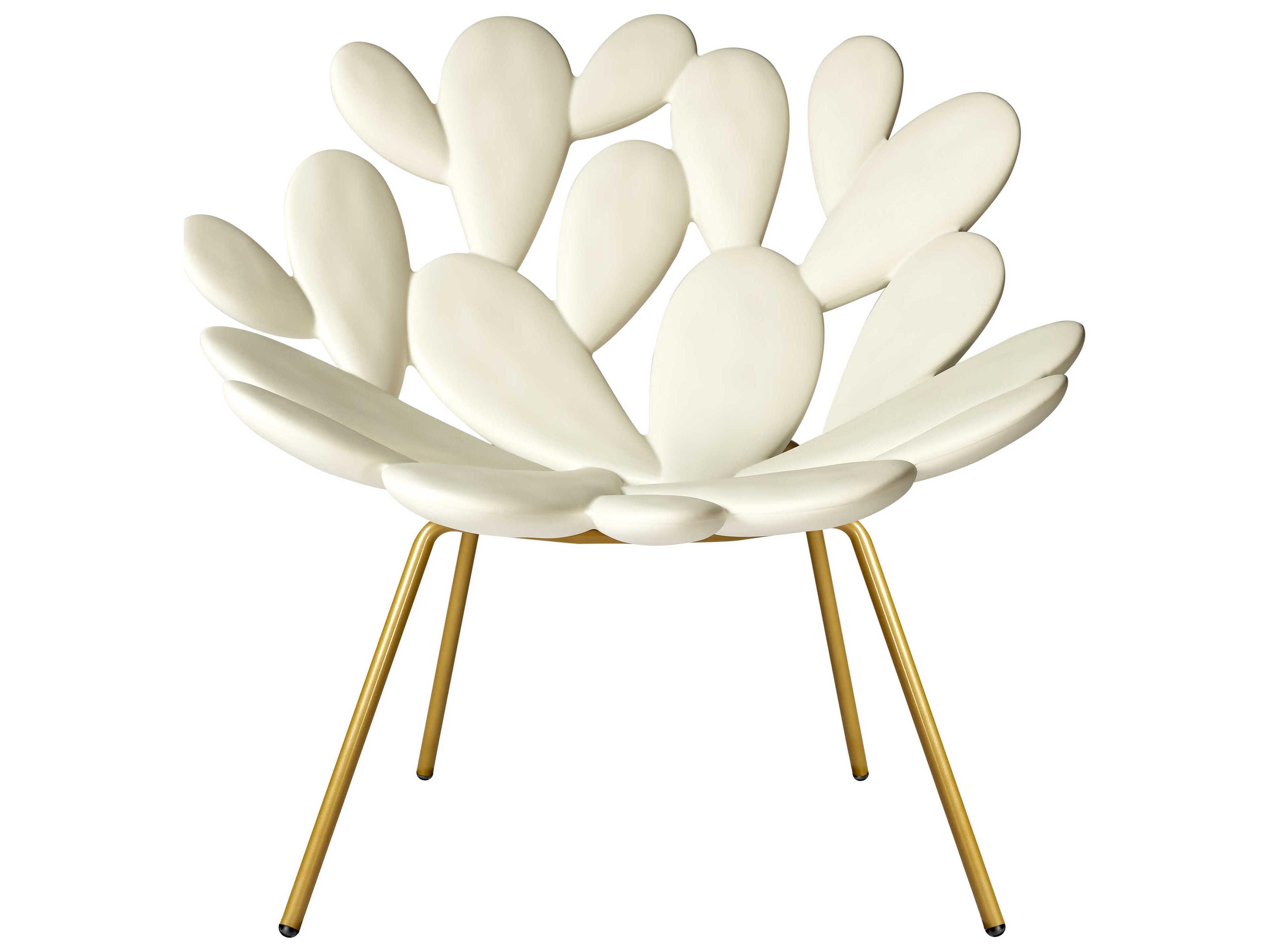 Qeeboo Outdoor Filicudi White Brass Recycled Plastic Lounge Chair