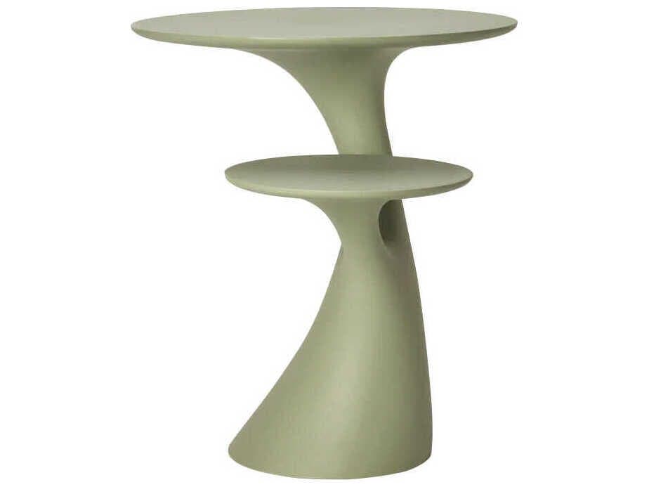 Qeeboo Outdoor Rabbit Balsam Green Recycled Plastic Round End Table